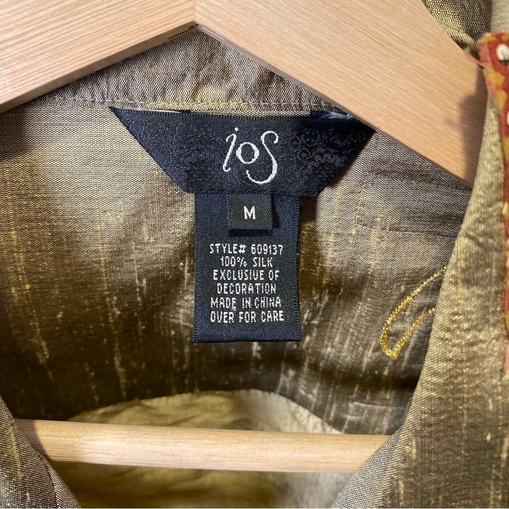 Ios Gold Sequin Silk Sequin Seashell Button Shirt… - image 8